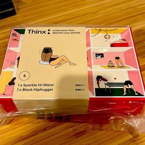 Thinx size Small 2 pack Hi-Waist sparkle and Hiphugger black